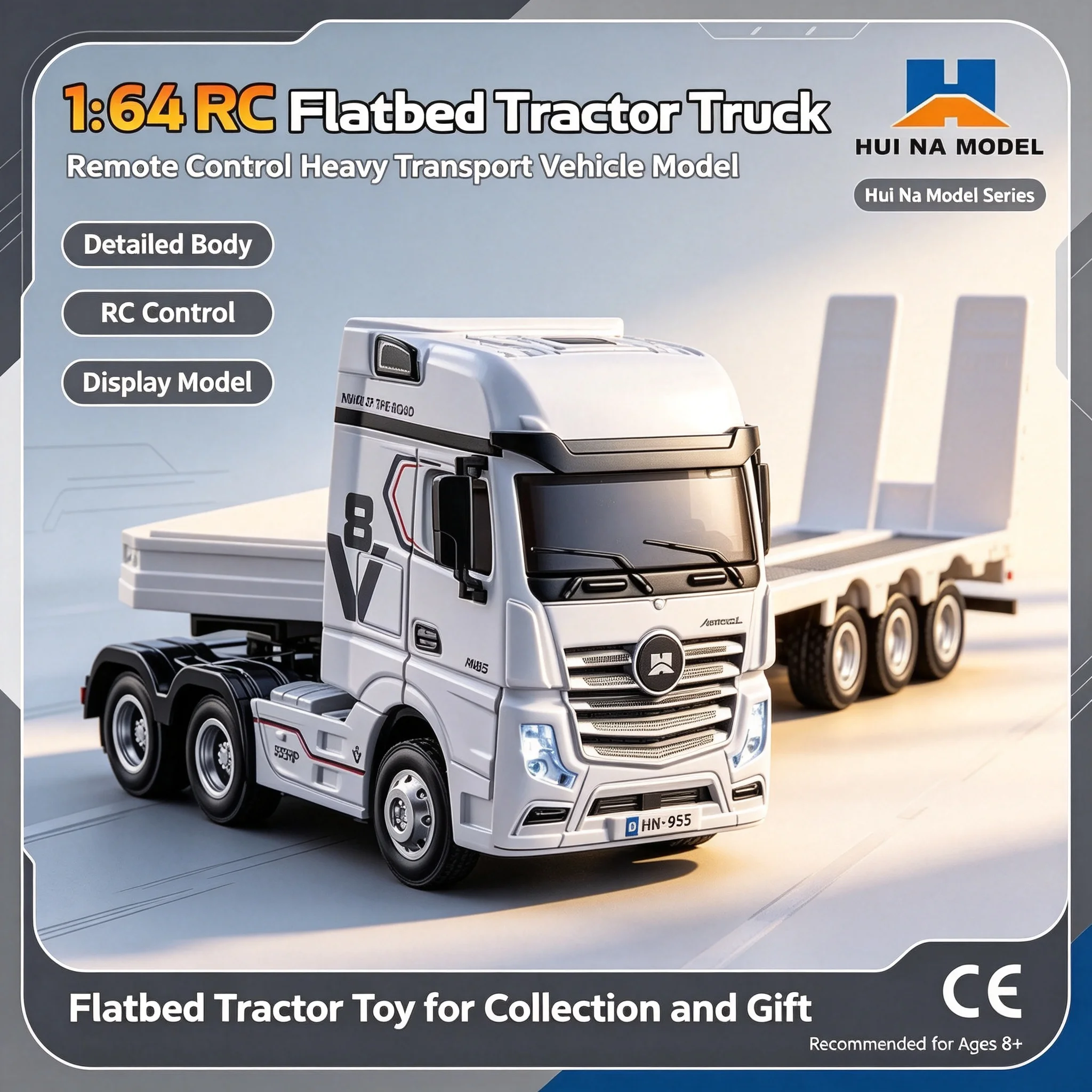Huina 9900 Rc Truck Flatbed Trailer 1/64 Mini Rc Racing Car 2.4g Remote Control Sports Cars Drift Desktop Engineering Vehicles