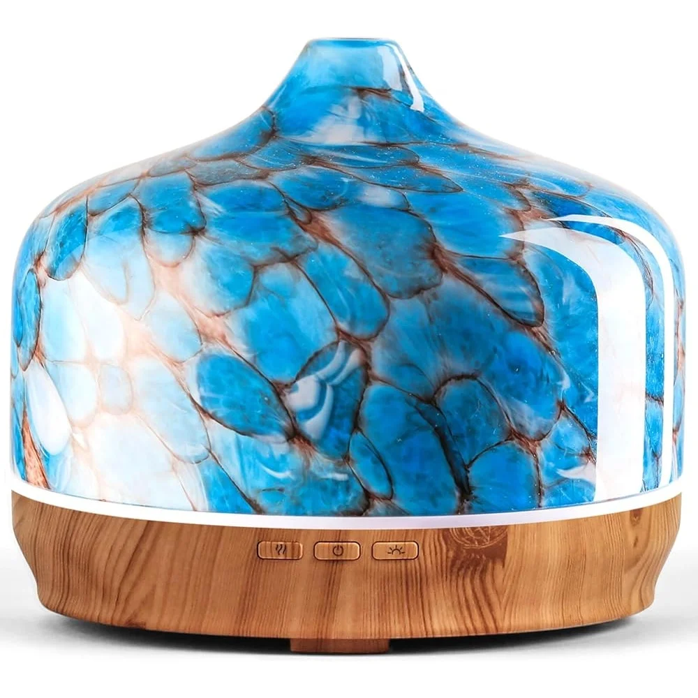 

500 мл стеклянный диффузор эфирного масла ультразвуковой увлажнитель для ароматерапии с автоматическим отключением прохладный туман светодиодный светильник 2 режима распыления идеальный подарок