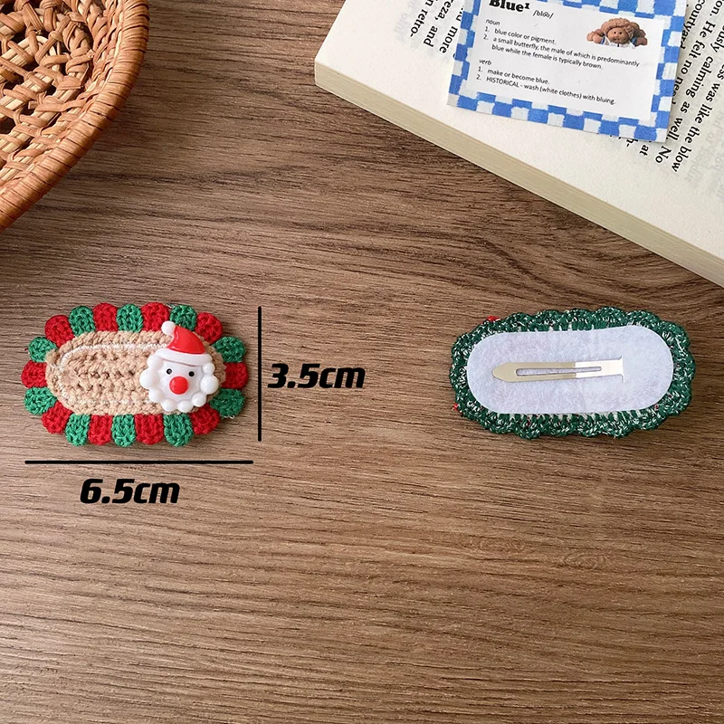 Childrens Christmas Hair Clip Xmas Tree Snowman Cartoon Hairpin  Wool Festive Hairpins Hair Accessories for Girls Kid Hair Clips