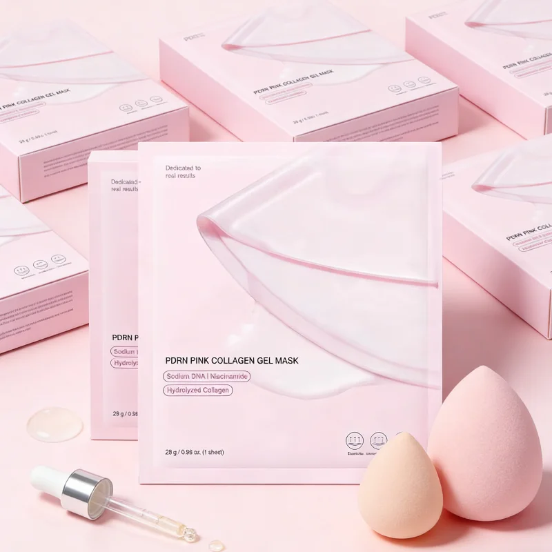 1/3/5/10 Uds. Mascarilla Facial Pdrn de salmón de Gel de colágeno rosa, hojas faciales de gelatina de hidrogel reafirmante refrescante hidratante profunda