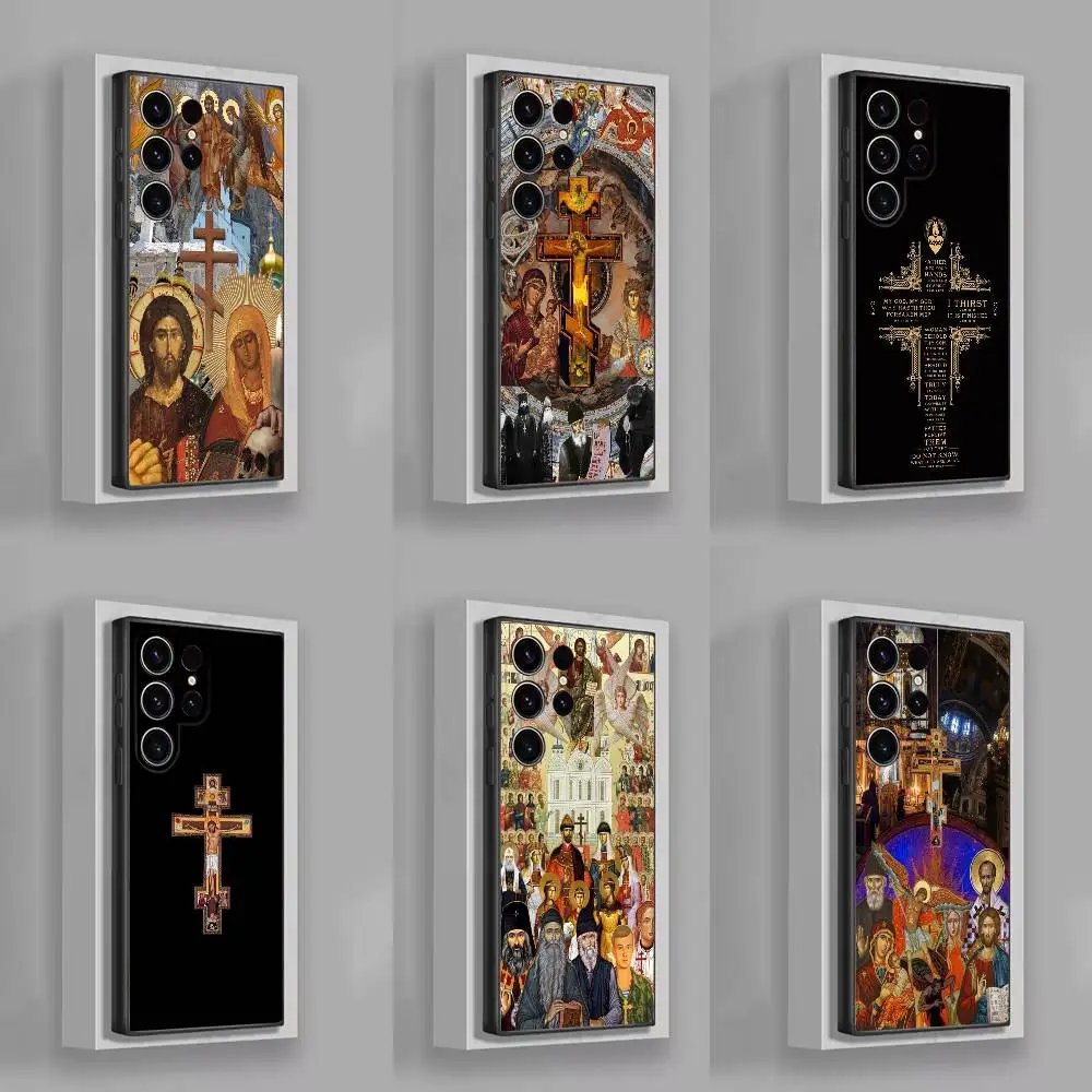 

Orthodox Cross Icon Jesus God Phone Case For Samsung S25,S24,S21,S22,S23,S30,Ultra,S20,Plus,Fe,Lite,5G Black Cover