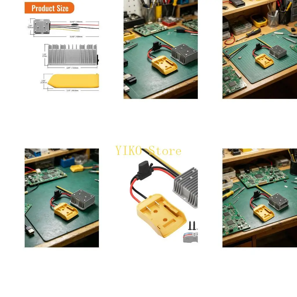 K32C DIY 12V Power Converters Battery Adapter, Metal Heatsink Housing, Wire Output Leads for Benches Electronics and Lighting