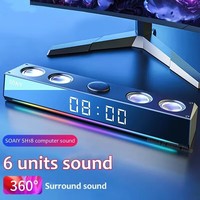 SOAIY Computer RGB Wireless Bluetooth Speakers 18W High-power Alarm Clock display High Quality Home Heavy Bass Mini subwoofer