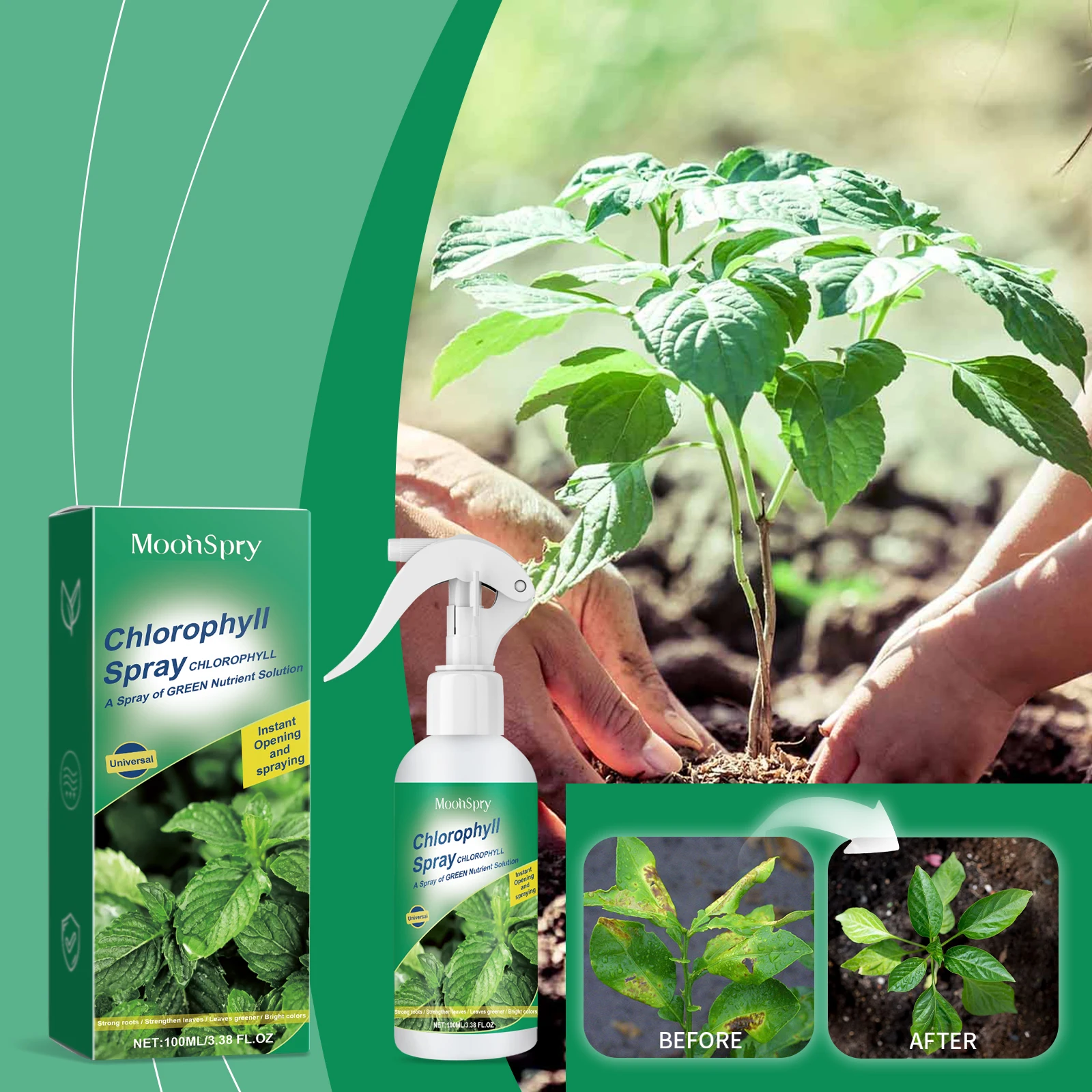 Chlorophyll Spray Plant Nutrient Liquid for Flowers Fruit Trees Green Plants Healthy Leaf Growth Universal Plant Care