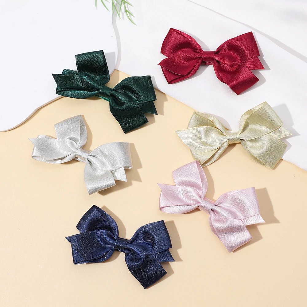 Hair Clips Bows for Girls Elegant Bow Hairpin Handmade Fully Lined Headwear Baby Hair Accessories for Girls Kids Christmas Gifts