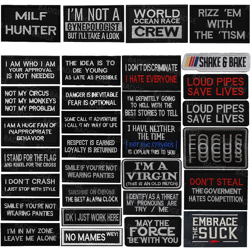 Engraçado humor motociclista dizendo remendos foco sugar força ginecólogo identificar como ameaça lápis bordado remendo gancho loop emblema