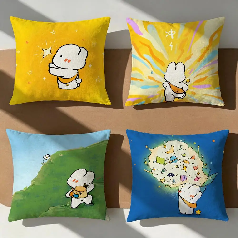 Cartoon Rabbit Cushion Cover Pillow Cover Nordic Minimalist Throw DoubleSided Print Cushion Case for Sofa Bedroom Decor
