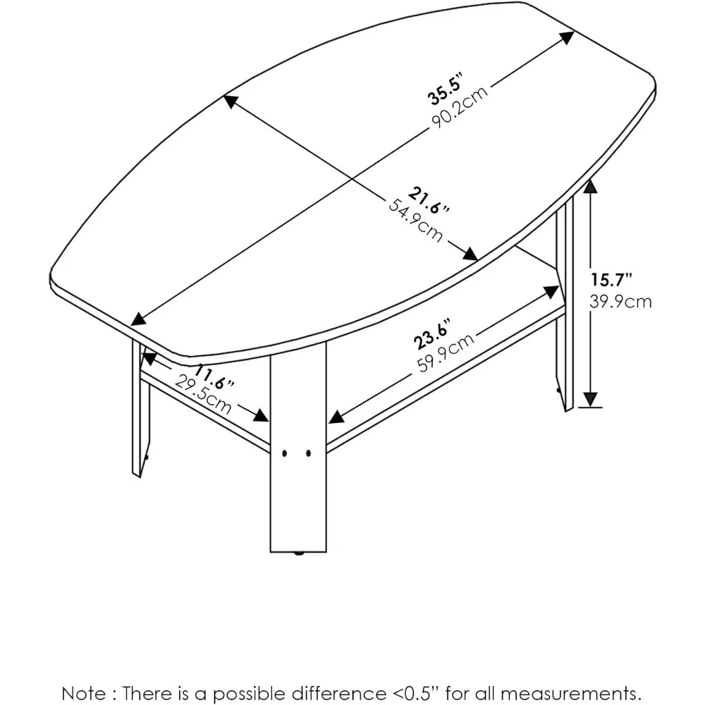 Simple Design Coffee Table, French Oak Grey/Black