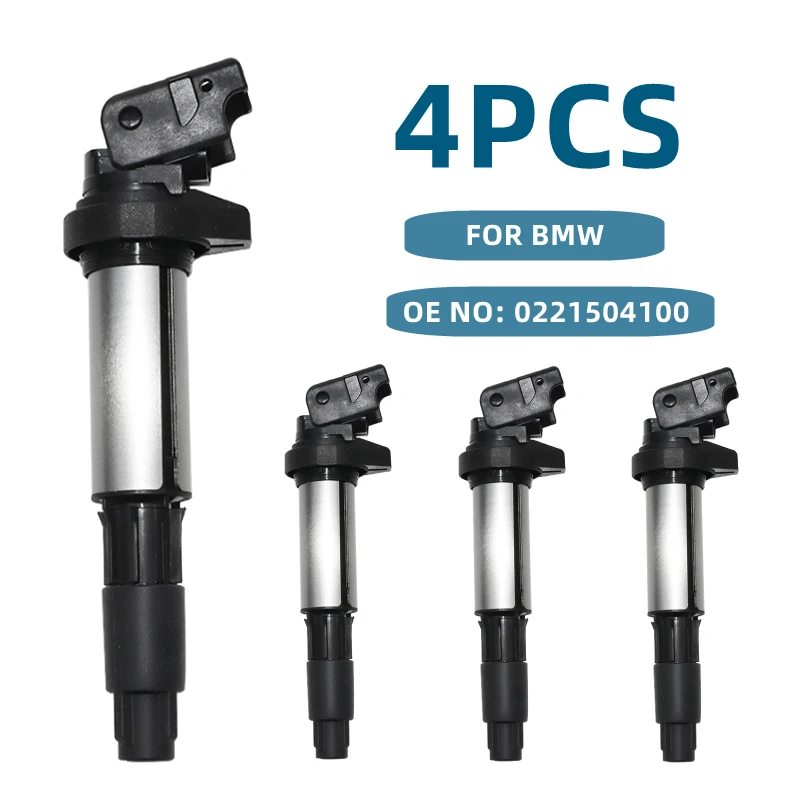 คอยล์จุดระเบิด4ชิ้น/เซ็ตสำหรับ BMW 3 5 6 7 X3 E46 X5 E60 E65 0221504100 0221504464 12137551260 12131712219