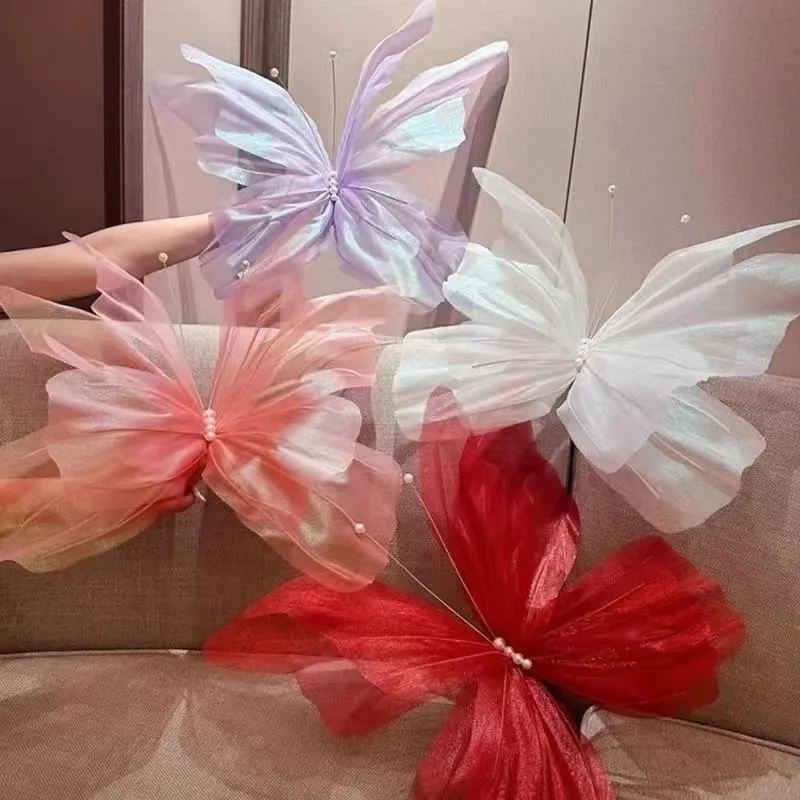 3 Stück Farbverlauf 3D Künstliche Schmetterlings-Ornamente Kreative Hochzeits-Fotorequisiten Heim- und Außendekoration