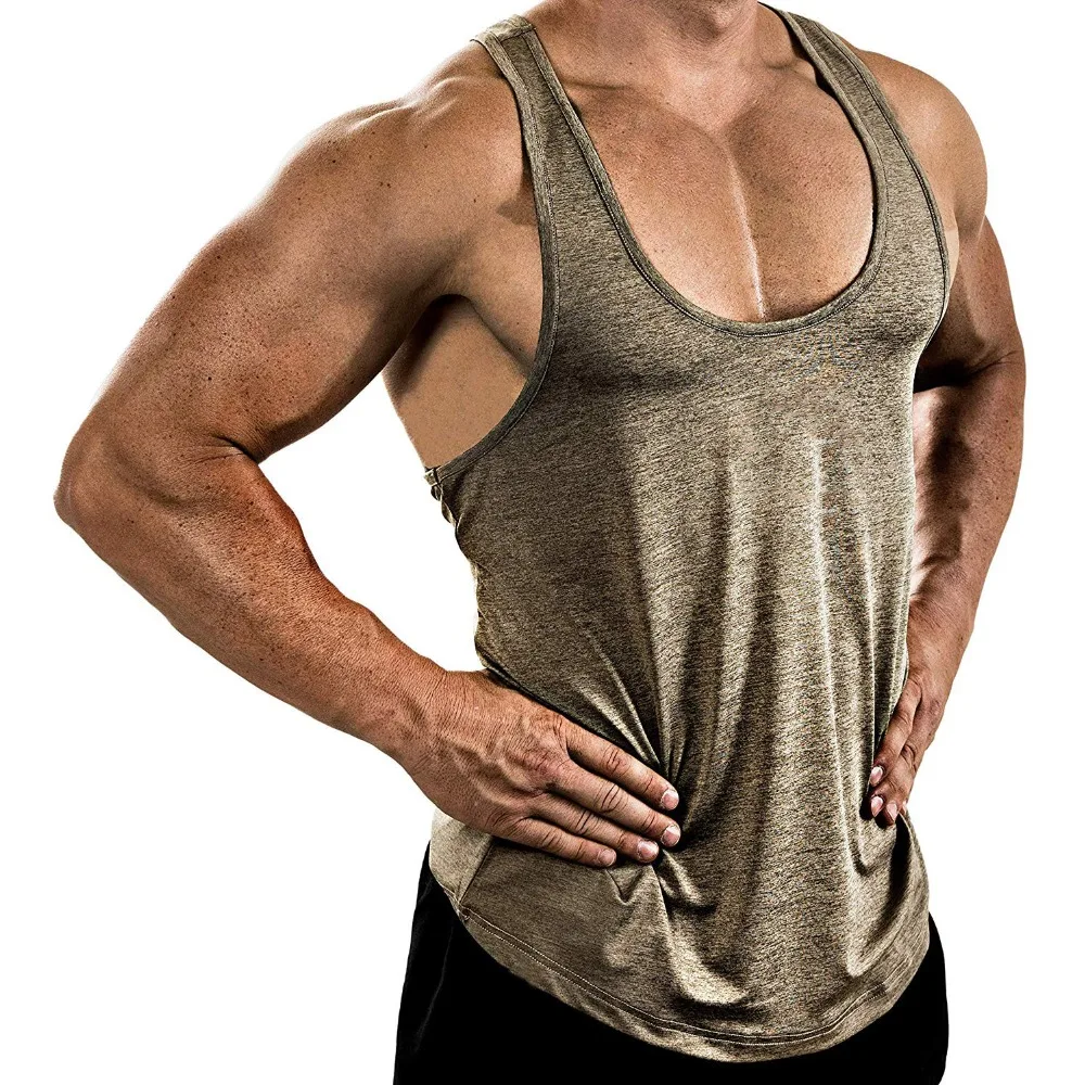 Men's Fitness Solid Color V-Neck Sleeveless Shirt Workout Muscle Tank Top