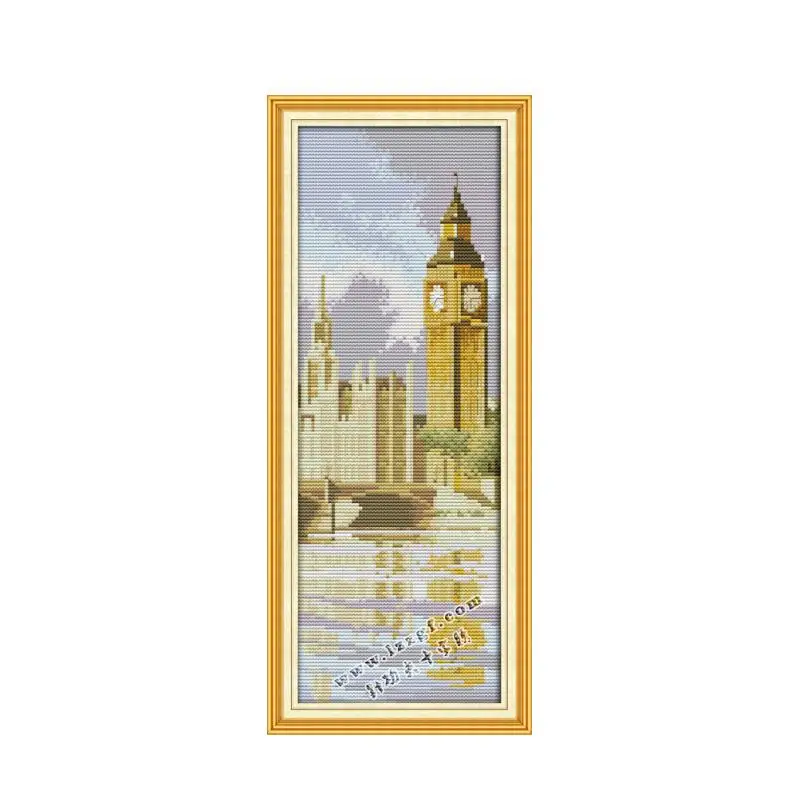 Joy Sunday Embroidery Cross Stitch Landscape Pictures 14CT 11CT Big Ben in Britain Counted Cross Stitch DMC Embroidery Kits