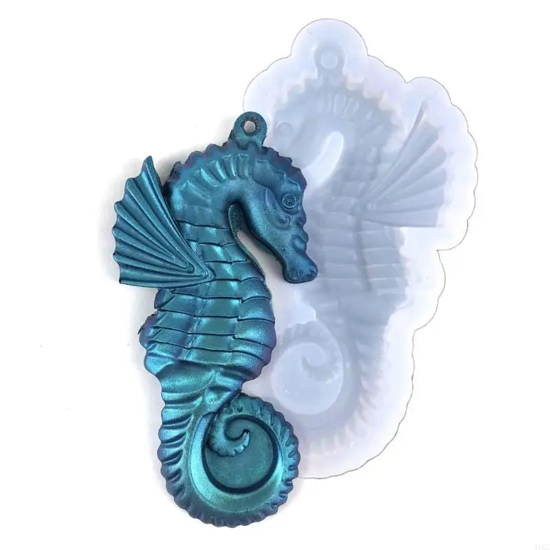 DIY Semi-stereoscopic Seahorse Keychain Silicone Epoxy Mold DIY Ornaments Pendant Crafting Mould for Valentines Gift