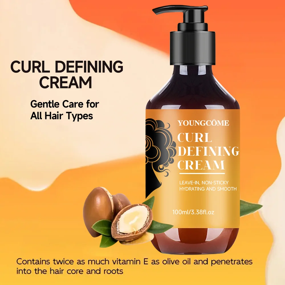CURL DEFINING CREAM with Argan Oil for Wavy and Curly Hair Hair Moisturizer and Deep Conditioning for Shine and Bounce 100ml new