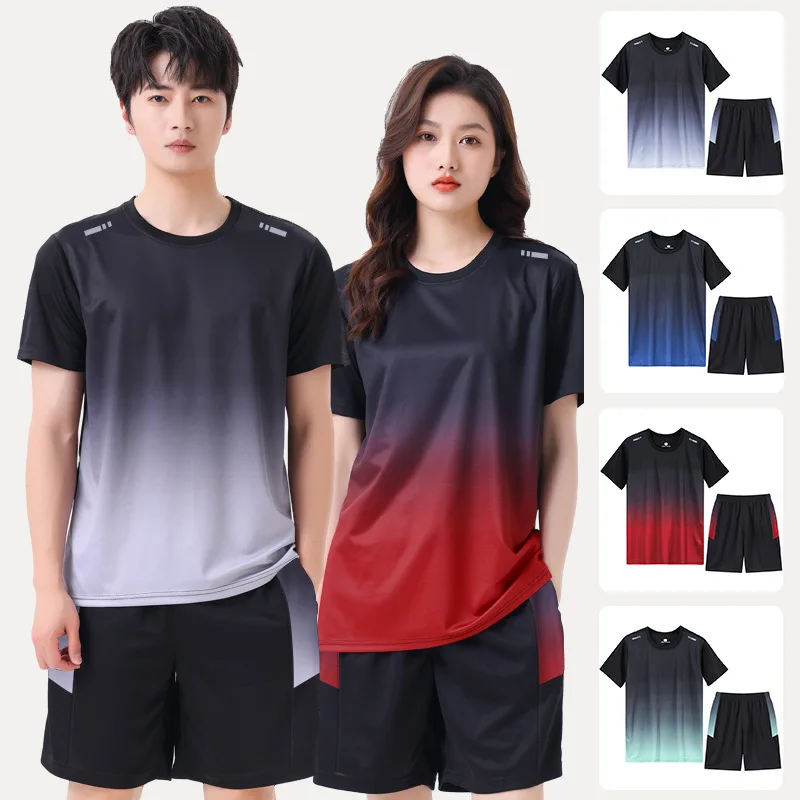 Quick Dry Sport Short Sleeve Shirt Men's Outdoor Running Badminton Uniform Quick Dry Clothing Summer Lightweight Breathable