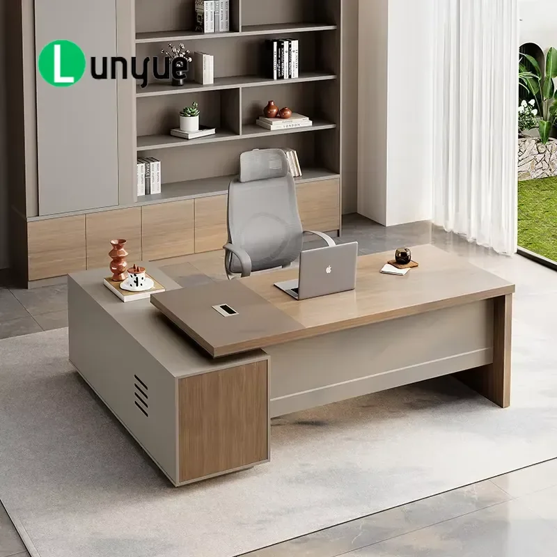 Customizable Modern L-Shaped Executive Desk Durable Eco-Friendly Wood Commercial Office Furniture Requires Assembly