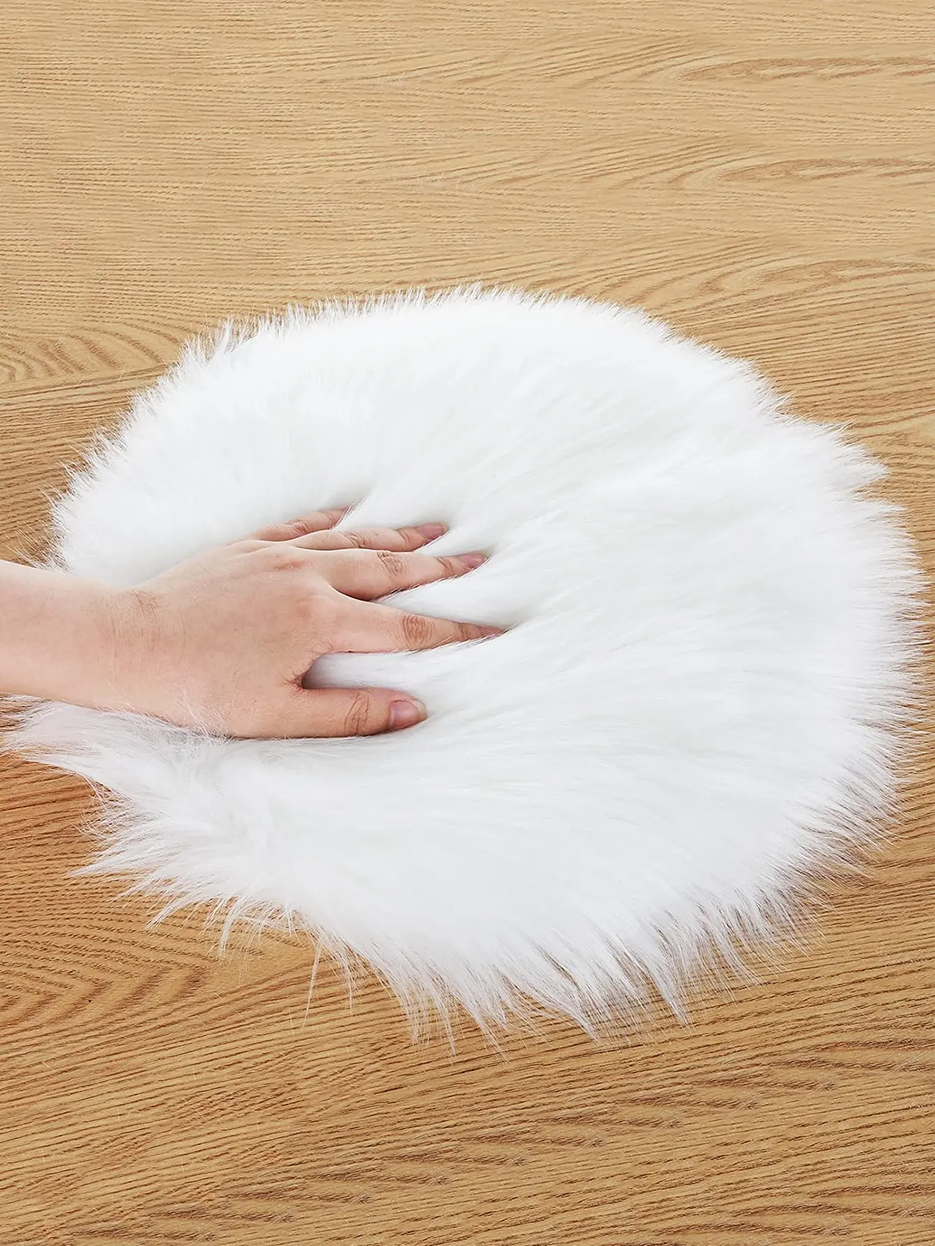 1 coussin rond en imitation laine, tapis décoratif pour salon et chambre à coucher