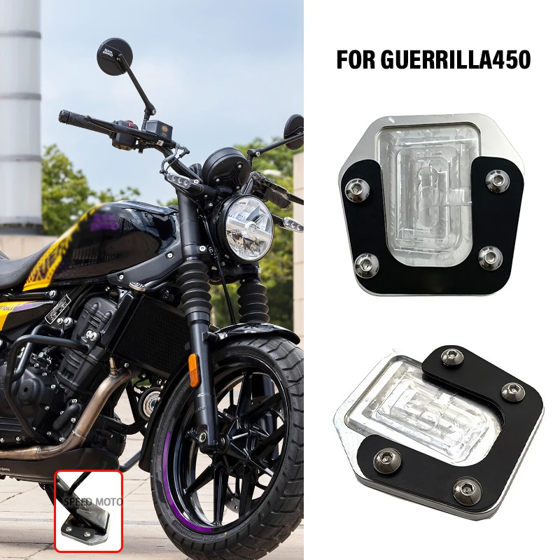 

New Motorcycle Foot Side Stand Enlarger Plate Pad Kickstand Extension For Guerrilla450 GUERRILLA guerrilla 450 2024 2025