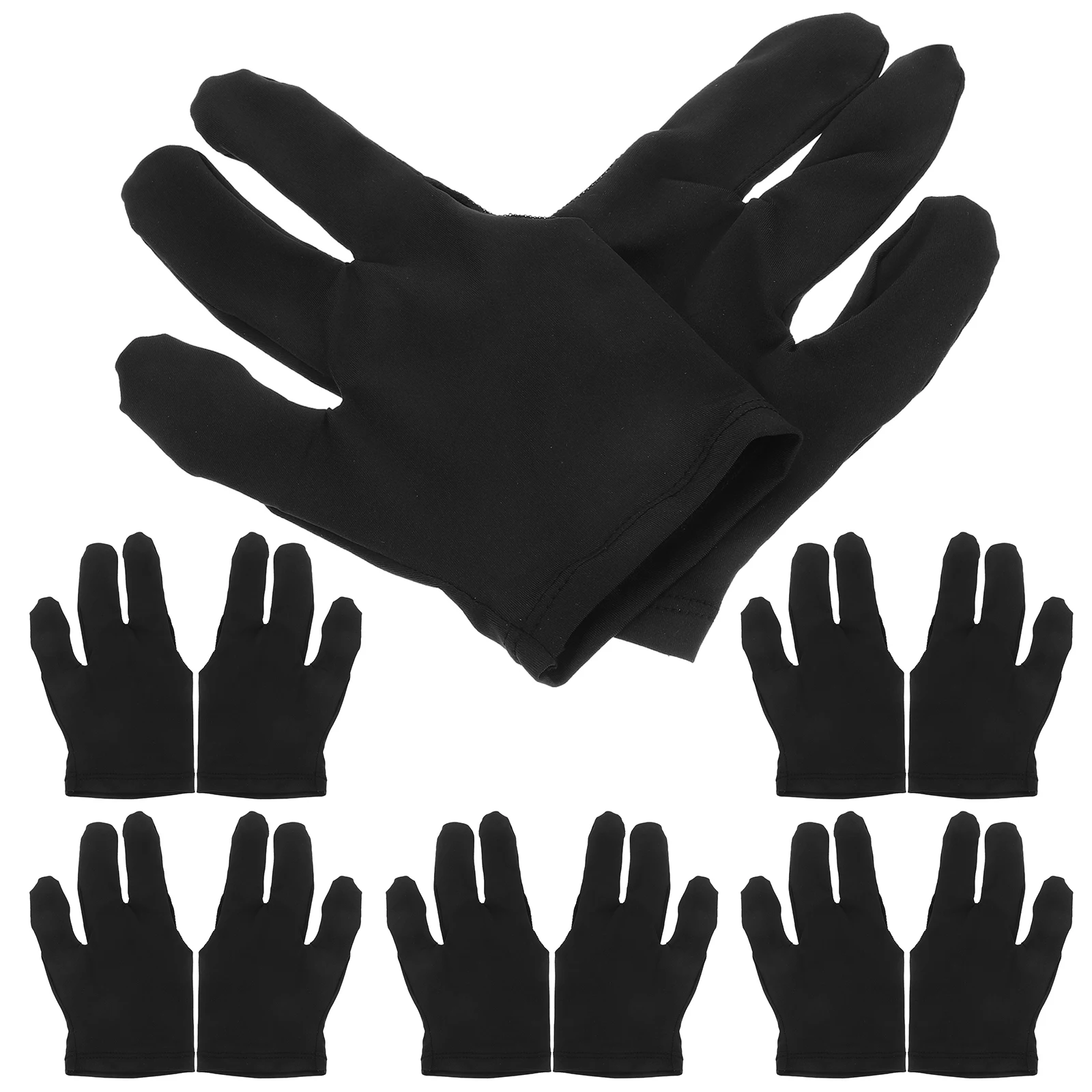 

12pcs 3-Finger Billiards Glove Black Snooker Cue Shooting Breathable Flexible Material Elastic Wrist Fit Durable Accessory For