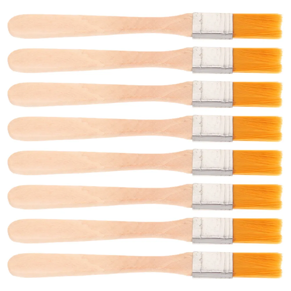 8Pcs High Precision Nylon Bristle Art Brushes Wooden Handle for Oil Painting Wall Painting Varnish Resin Fine Detail Craft