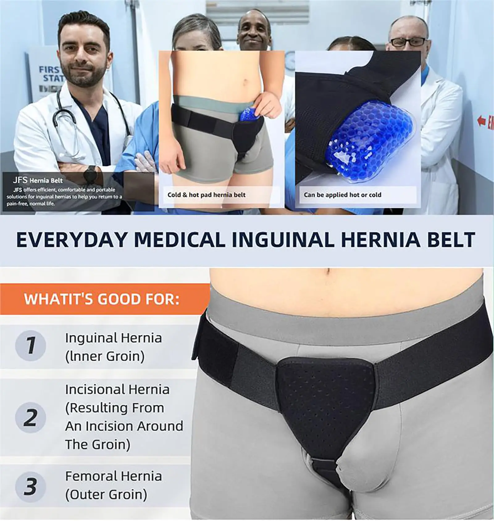 Belt For Men And Women Uses Cold And Hot Compresses To Relieve Groin Pain And Prevent Inguinal Hernias From Protruding