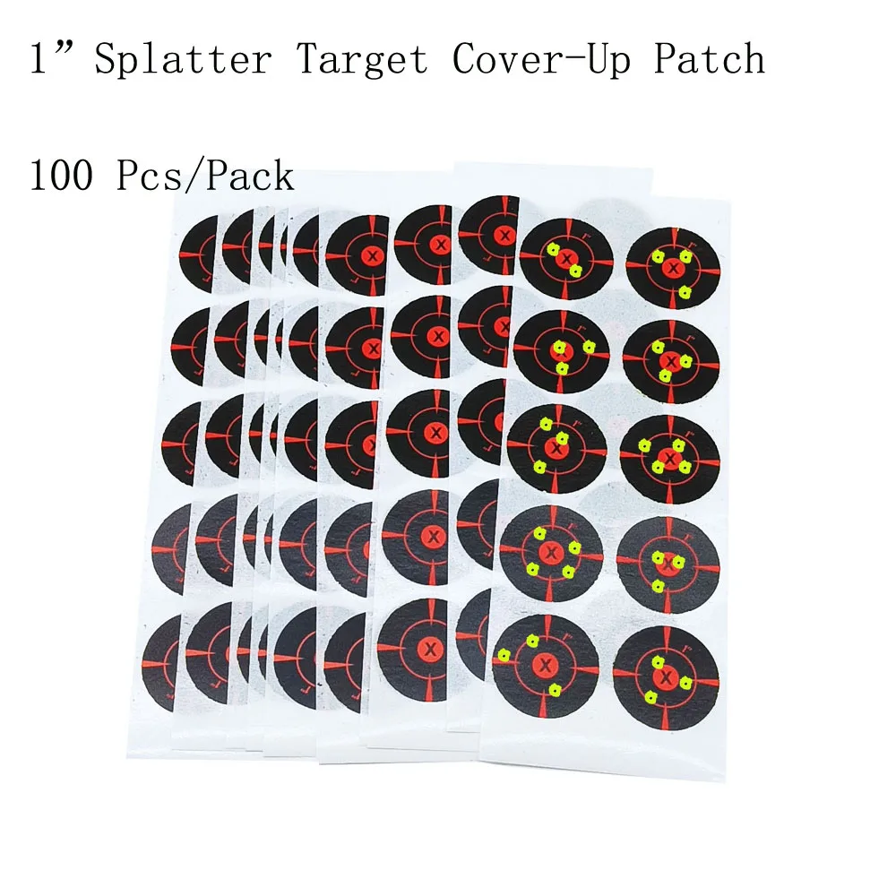 1''/2.54cm 100Pcs(10 Sheets) per Pack Self-Adhesive Splatter Splash & Reactive(Colors Impact) Shooting Sticker Targets(Central X)
