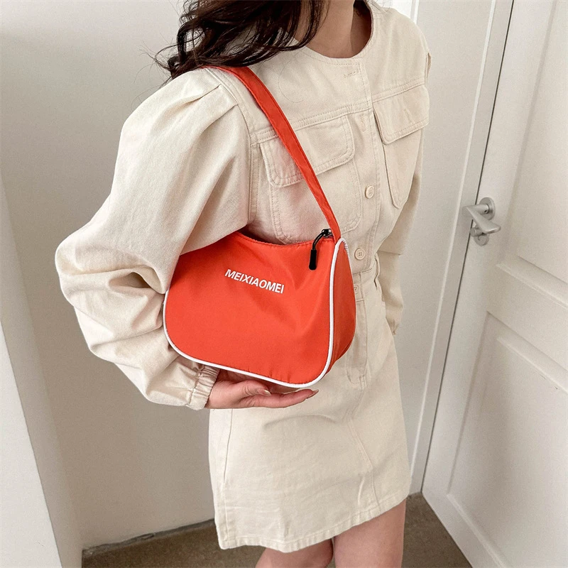 Simple Versatile Armpit Bags Designer Shoulder Bags For Women Fashion Solid Color Female Small Hobo Bag Oxford Handbag Purses