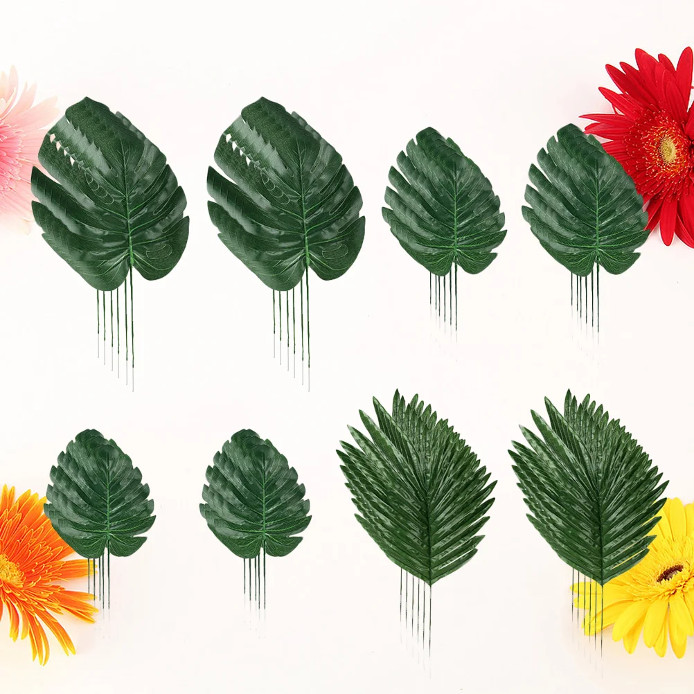 

48 Pcs Medium Plant Green Leaf Decor Hawaiian Luau Party Decorations Greenery Leaves