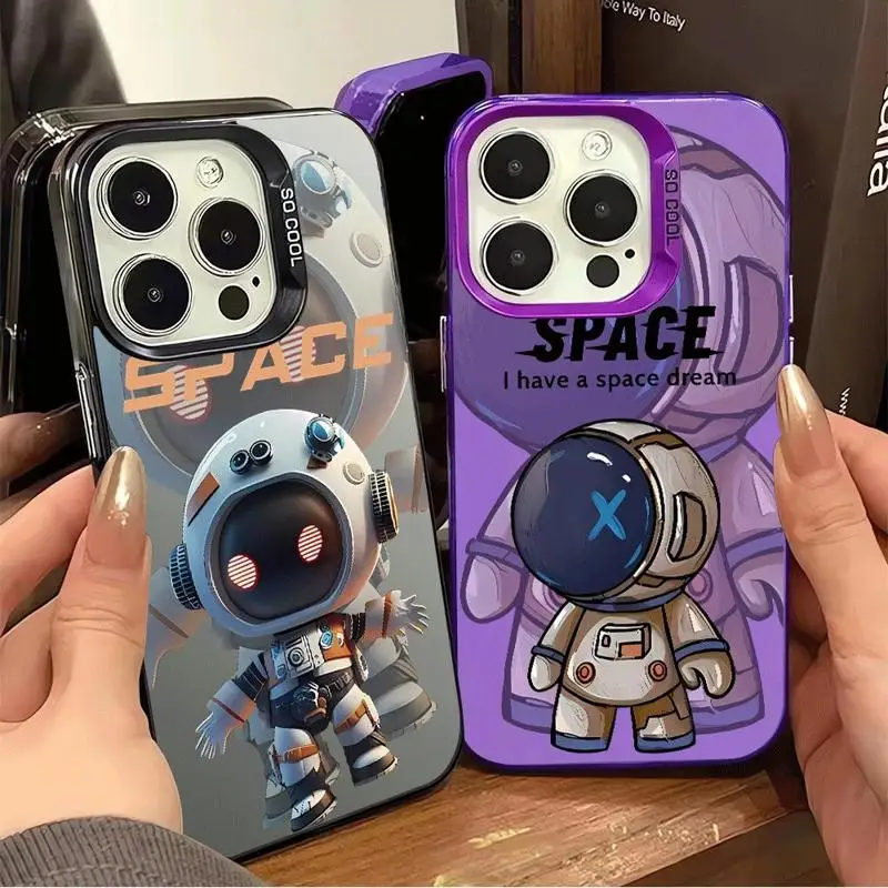 Luxury Space Astronaut Phone Case for iPhone 15 Pro Max 14 Plus 13 12 11 Pro XS Max X XR 15 Plus Shockproof Protective Cover