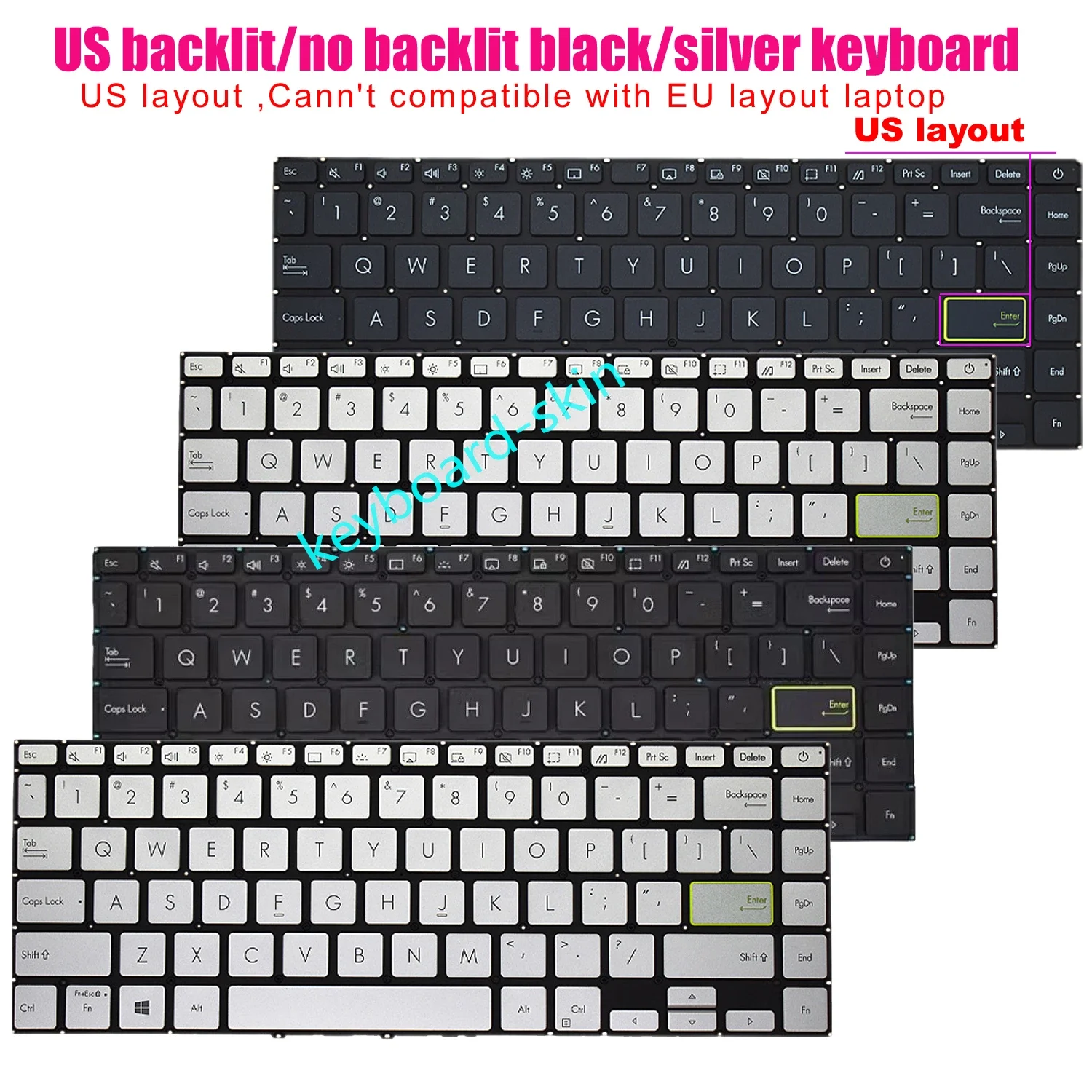 

New US backlit/No-backlit Keyboard For Asus Vivobook S14 S433 S433E S433F S433J ,X421 X421E X421F X421J ,M433 M433I,E410 E410M