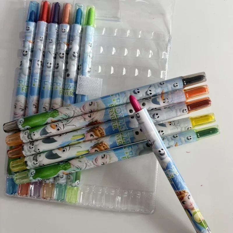 12 لون ديزني فروزن الطباشير الكرتون الأميرة إلسا طالب رسم أقلام القرطاسية المدرسية هدايا أعياد ميلاد للأطفال اللعب أقلام الطباشير #6