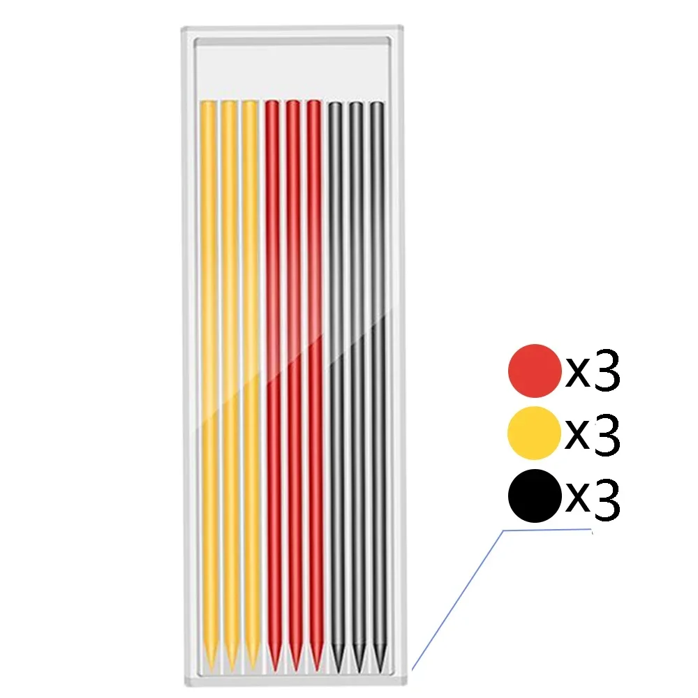 단단한 목수 연필 리필 리드, 목공 기계 연필, 문구류, 학교 사무용품, 9/18 개, 2.8mm