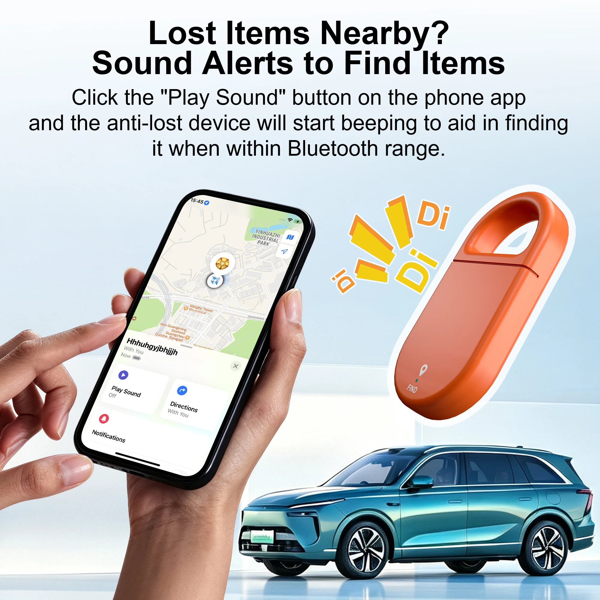 2Pack Portable Key Finder with Keyring, IOS Find My Tracker for Keys & Luggage, One-Click Navigation & Sound Tag