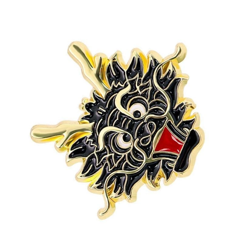 Retro Dragon Theme Brooch Pin 3D Dragon Badge Vintage Jewelry Gift