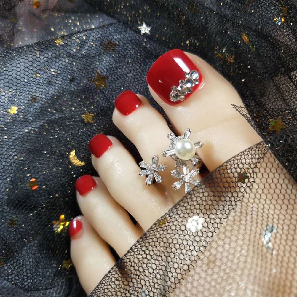 

24pcs Toe Nail Stickers Almond Shape Full Coverage Extensions Creative Nail Art Decals Women Manicure Party Accessories