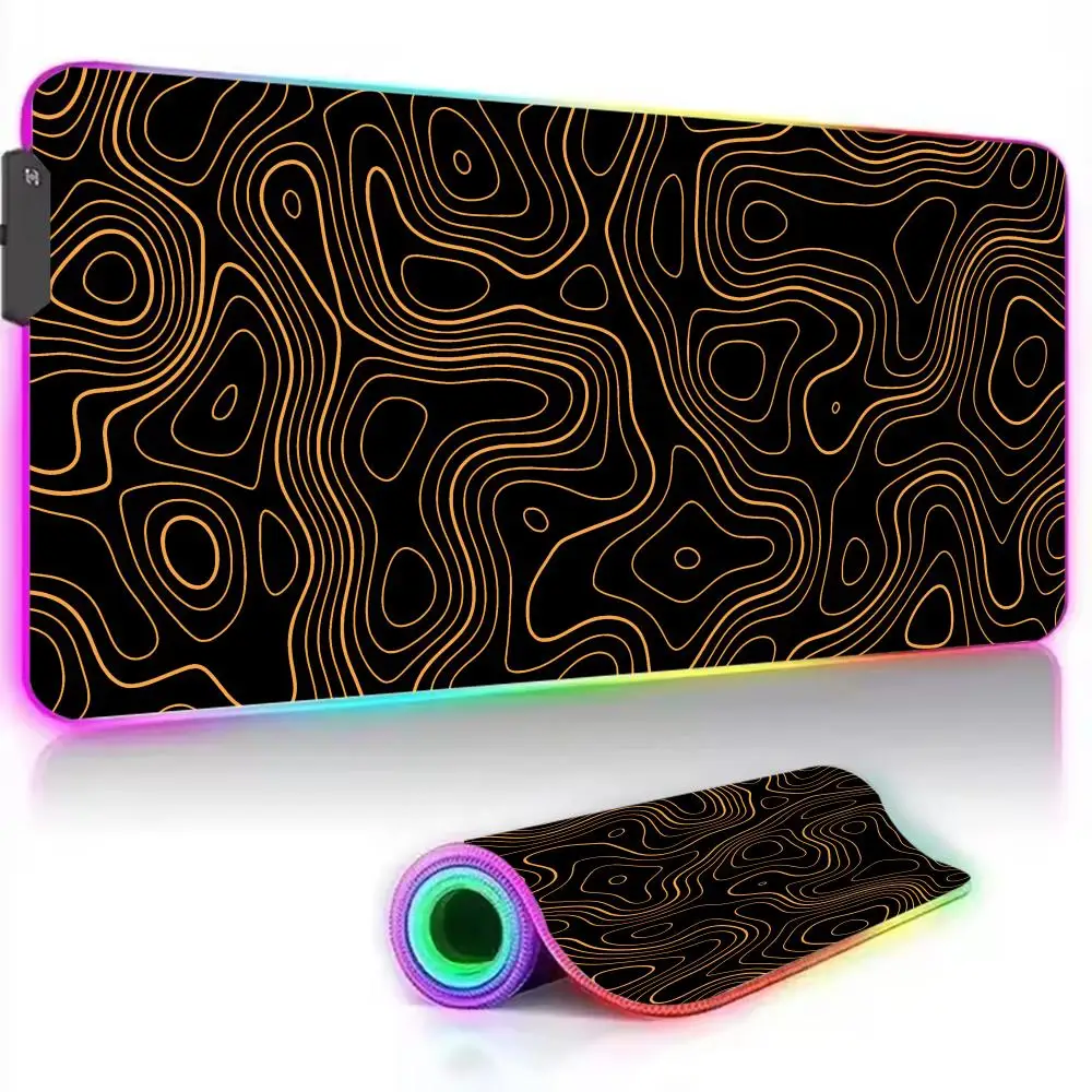 

Black and White RGB Light-Up Mouse Pad Desktop Pad for Office Computer Accessories PC Keyboard Pad LED Anti-Slip Gaming Desk Mat