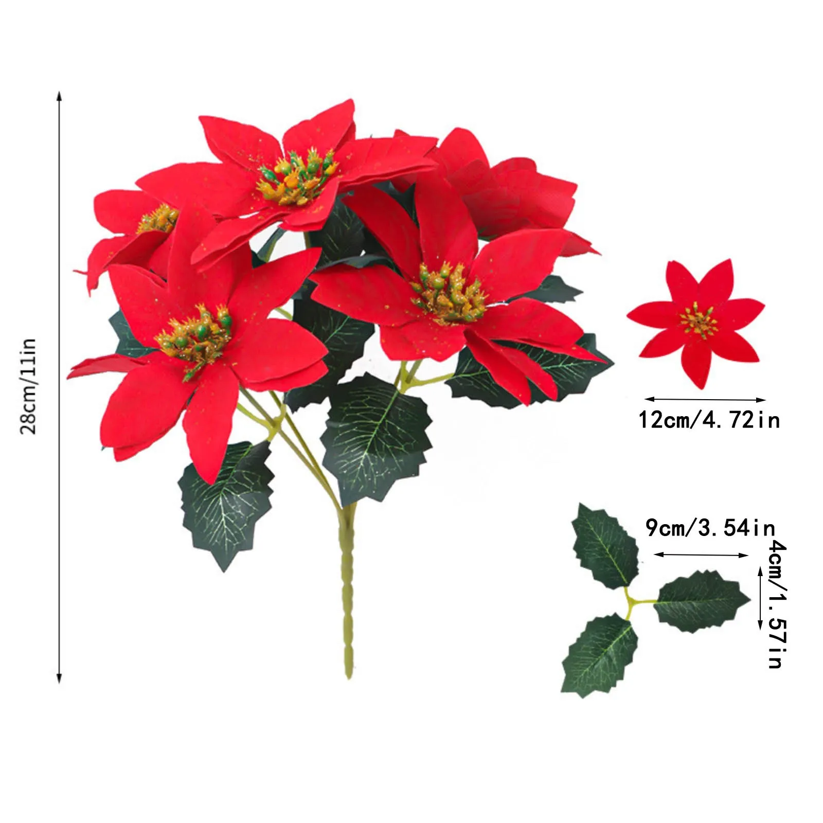 عيد الميلاد باقة البونسيتة الاصطناعية احتفالية أصيص ورد صناعي زخرفة عطلة ديكور داخلي المنزل حفلة عيد الميلاد الديكور #6