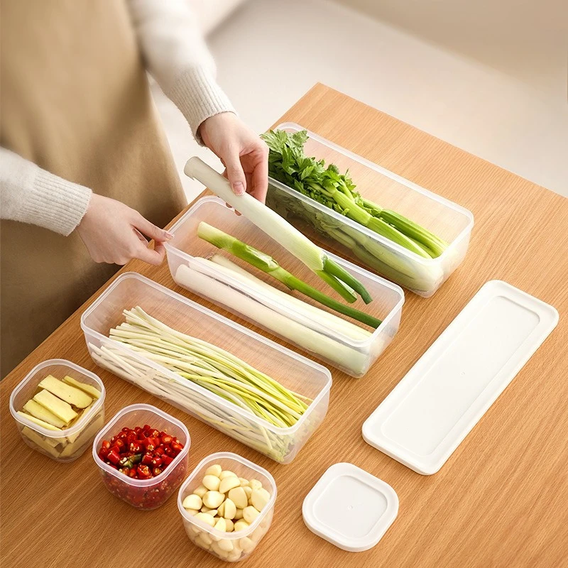 

Noodle Crisper Storage Containers Food Containers with Removable Lids Stackable Portable Trays for Fruits, Vegetables and Meat