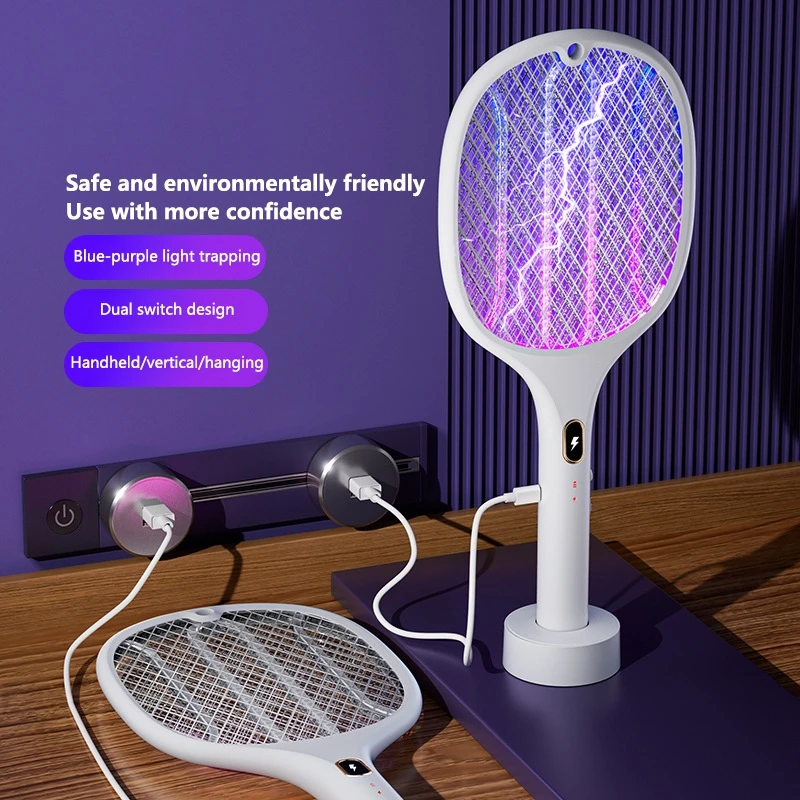 Xiaomi قاتل الماموس الكهربائي 3in1 التلقائي البعوض فخ 3000 فولت نوع-C شحن المنزلية صدمة كهربائية البعوض صاعق جديد