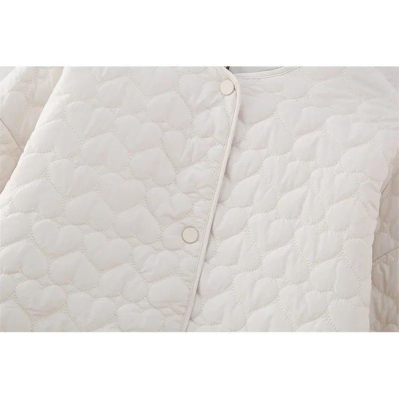 Women Fashion Heart-shaped Quilted Cotton Jacket Women\'s Casual New Spring Pocket Coat