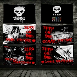 3x5 Ft Zeros Skateboards Skull Flag Polyester Digital Printing Banner for Garage Wall Out Door Decoration With Brass Grommets