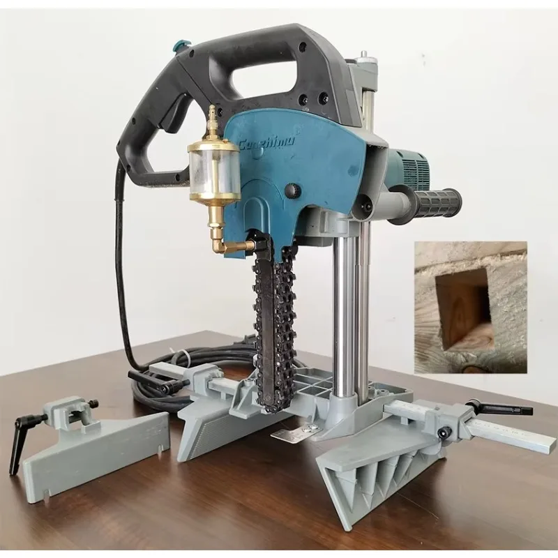 Double Chain Mortising Machine - 260mm Portable Woodworking Drill for Lock Hole, Tenon & Slot Grooving