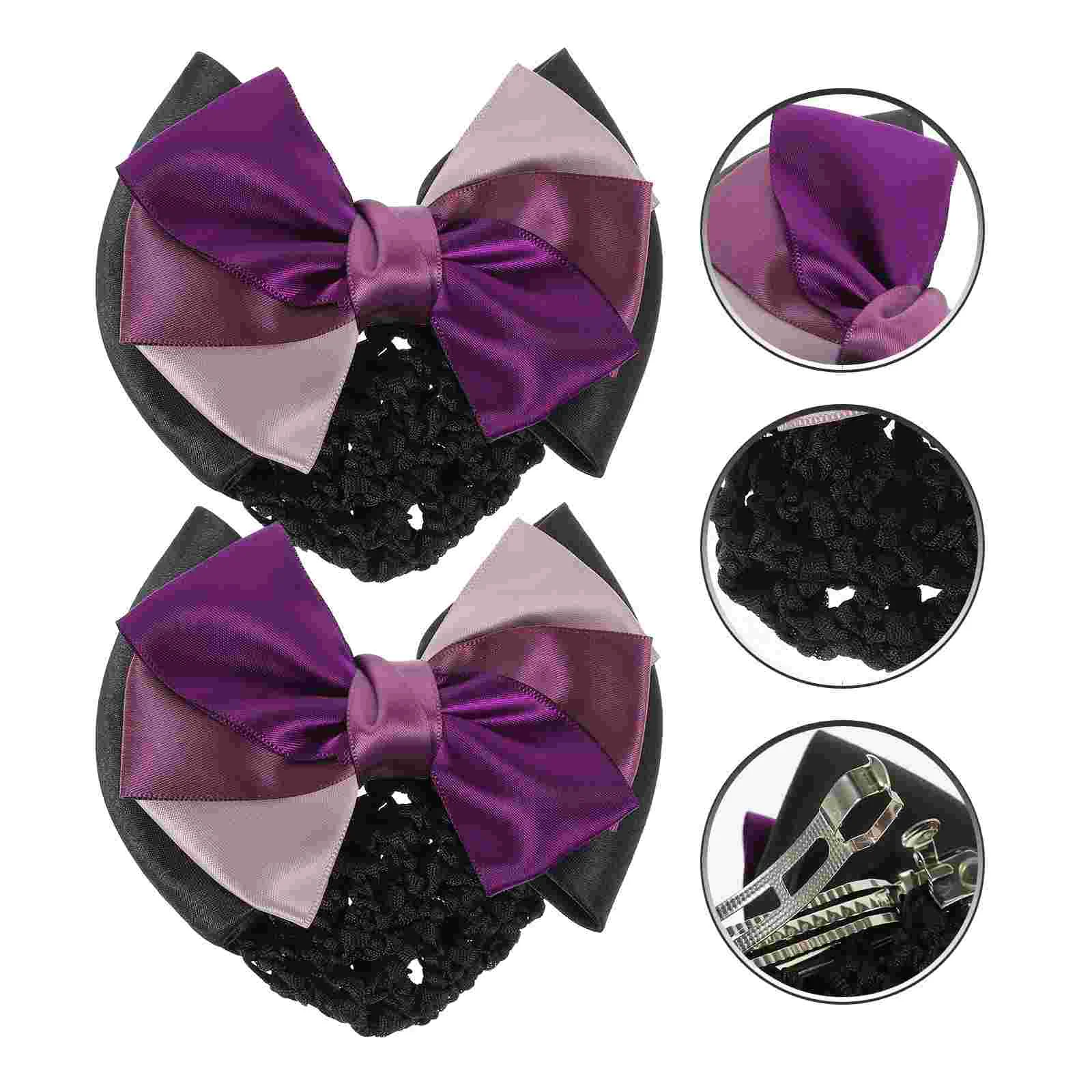 2 Pcs Drum Hammer Ballet Dancer Hair Net Accessory for Women Bun Hairnets Bow Cover Profession