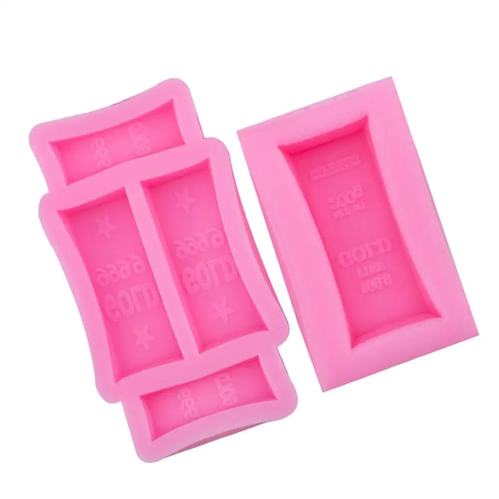 

2Pcs Gold Silicone Mold 999Gold Bar Pink Soap Making Flexible Diy Mold Reusable Cake Chocolate Molds