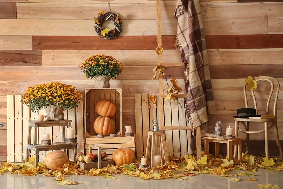 Photography Backdrops Forest Garden Autumn Fall Maples Baby Portrait Backgrounds Birthday Natural Scenery Photo Studio Props