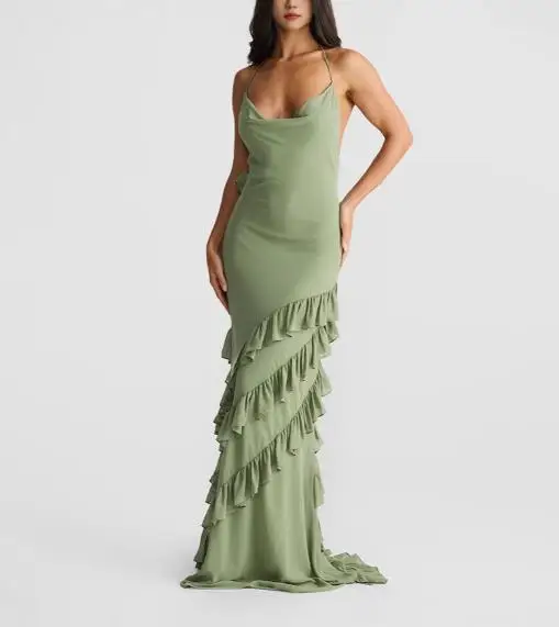 

2025 Summer New Women's Fashion Sexy Elegant Solid Color Banquet Lace Dress Women's Wear