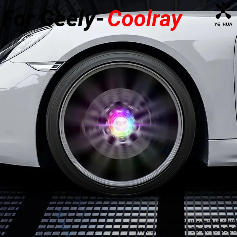 For Geely Coolray 2018-2021 BinYue Illuminated Emblem Wheel Hub Cover Light Accessories for Vehicles Wheel Center Cap Wheels