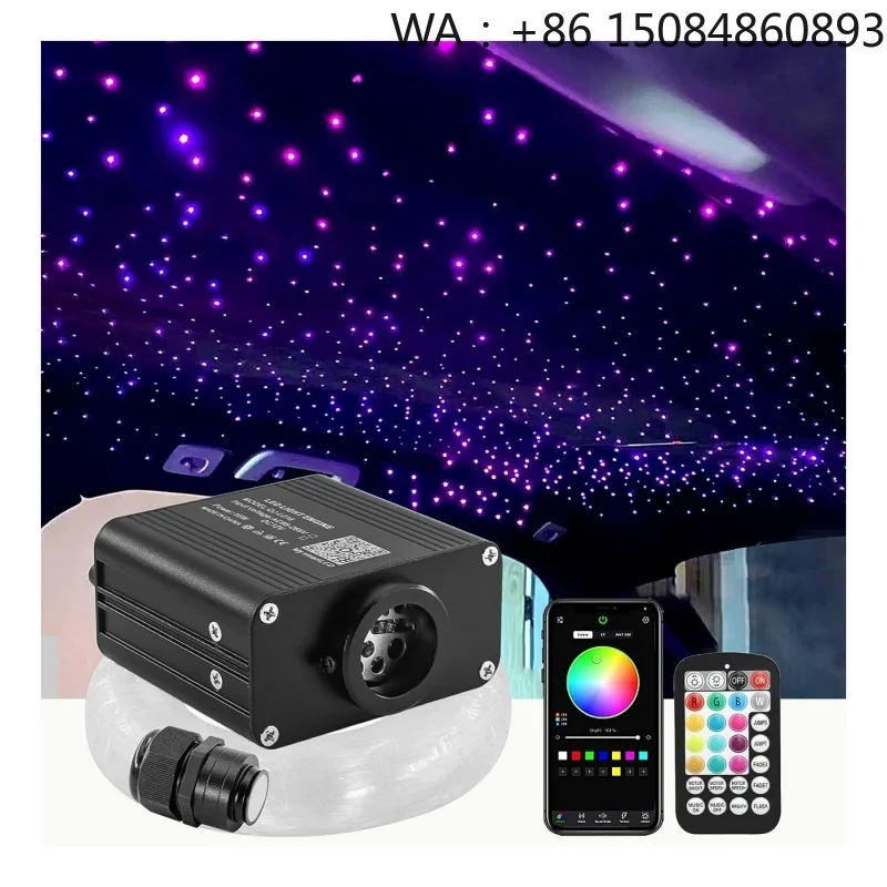 16W Twinkle RGBW LED Fiber Optic Starlight Headliner Kit 600Pcs Fibers Music Sync APP Remote Control Car Ceiling Star Lamp
