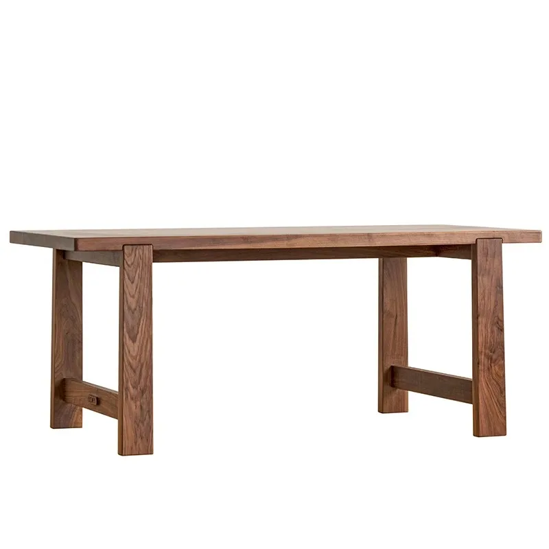 [Vertical and horizontal large board table] All solid wood log dining table work island platform modern thick board black walnut