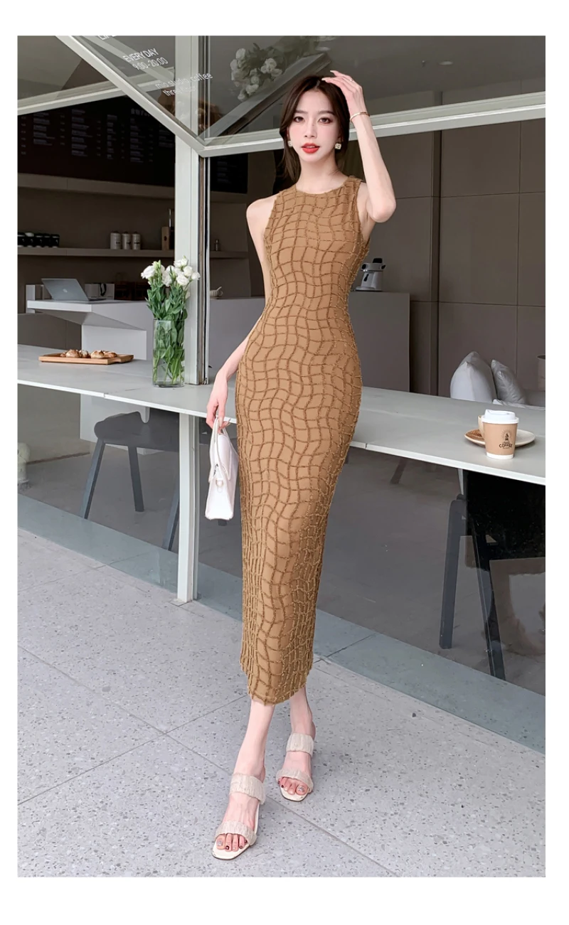 2024 Summer New Elegant Party Bodycon Beautiful Long Dresses for Women Sleeveless High Waist Slim Split Sundress Female Clothing